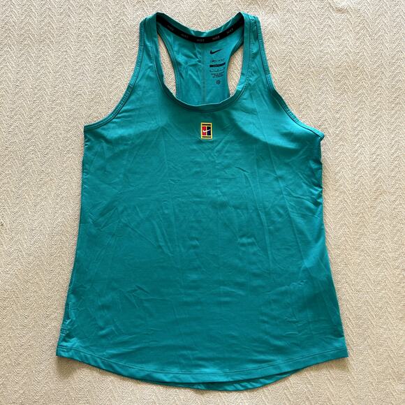 Nike Dri Fit Women´s Court Heritage Tennis Green Racerback Tank Top Size S - Picture 3 of 9